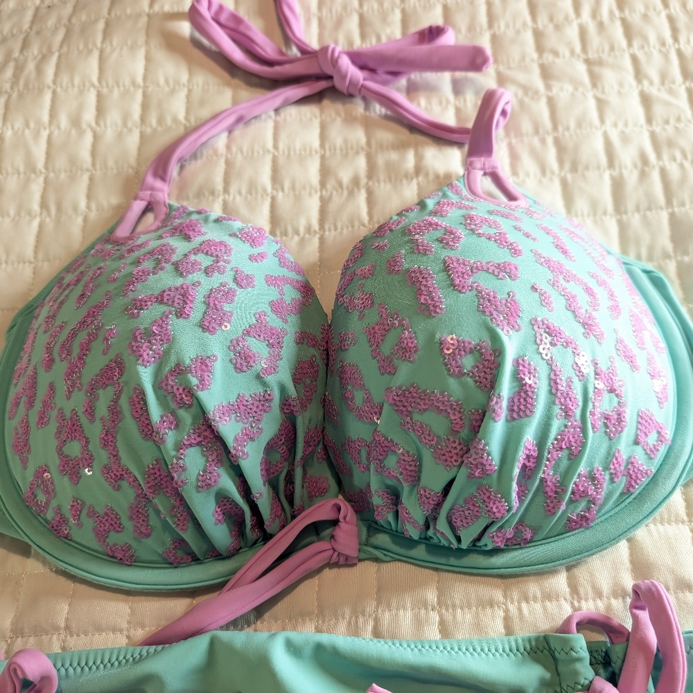 Victoria's Secret Aqua and Lavender Bikini Top